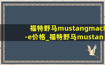 福特野马mustangmach-e价格_福特野马mustang5.0价格