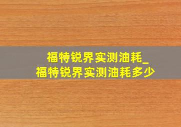 福特锐界实测油耗_福特锐界实测油耗多少