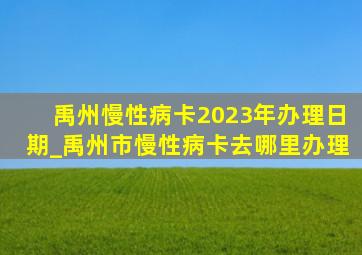 禹州慢性病卡2023年办理日期_禹州市慢性病卡去哪里办理