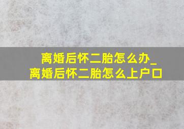 离婚后怀二胎怎么办_离婚后怀二胎怎么上户口