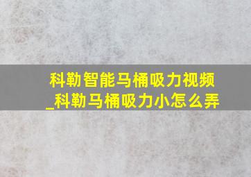 科勒智能马桶吸力视频_科勒马桶吸力小怎么弄