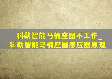 科勒智能马桶座圈不工作_科勒智能马桶座圈感应器原理