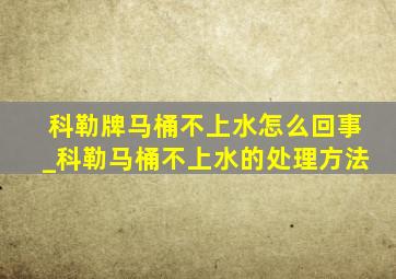 科勒牌马桶不上水怎么回事_科勒马桶不上水的处理方法