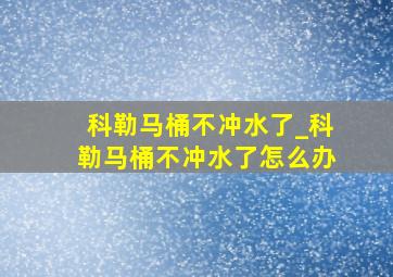 科勒马桶不冲水了_科勒马桶不冲水了怎么办