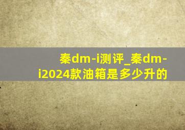 秦dm-i测评_秦dm-i2024款油箱是多少升的