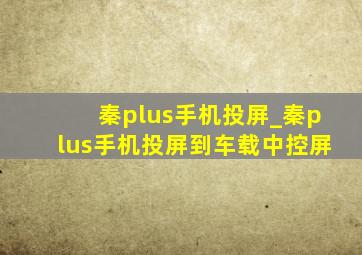 秦plus手机投屏_秦plus手机投屏到车载中控屏