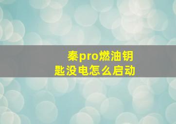 秦pro燃油钥匙没电怎么启动