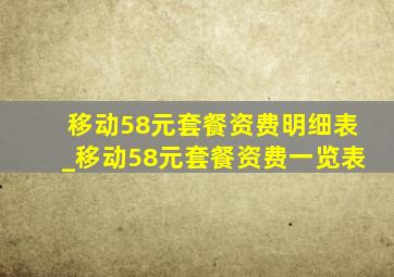 移动58元套餐资费明细表_移动58元套餐资费一览表