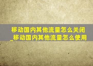 移动国内其他流量怎么关闭_移动国内其他流量怎么使用