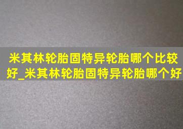 米其林轮胎固特异轮胎哪个比较好_米其林轮胎固特异轮胎哪个好