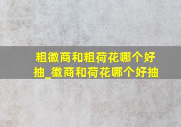 粗徽商和粗荷花哪个好抽_徽商和荷花哪个好抽