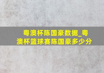 粤澳杯陈国豪数据_粤澳杯篮球赛陈国豪多少分