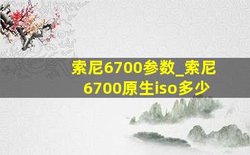 索尼6700参数_索尼6700原生iso多少