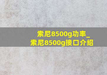 索尼8500g功率_索尼8500g接口介绍