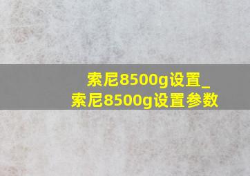 索尼8500g设置_索尼8500g设置参数