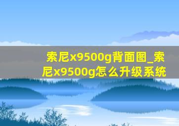 索尼x9500g背面图_索尼x9500g怎么升级系统