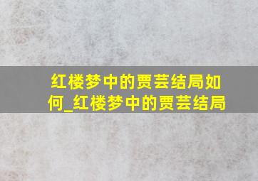 红楼梦中的贾芸结局如何_红楼梦中的贾芸结局