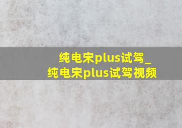 纯电宋plus试驾_纯电宋plus试驾视频