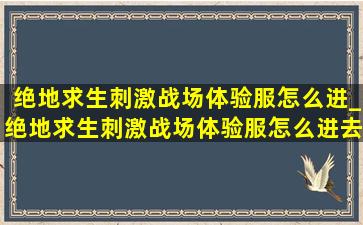 绝地求生刺激战场体验服怎么进_绝地求生刺激战场体验服怎么进去