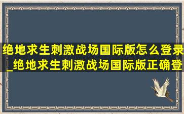 绝地求生刺激战场国际版怎么登录_绝地求生刺激战场国际版正确登录