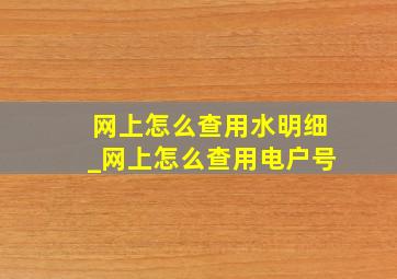 网上怎么查用水明细_网上怎么查用电户号