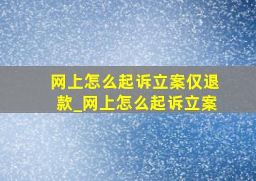 网上怎么起诉立案仅退款_网上怎么起诉立案