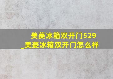 美菱冰箱双开门529_美菱冰箱双开门怎么样