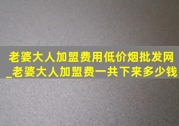 老婆大人加盟费用(低价烟批发网)_老婆大人加盟费一共下来多少钱