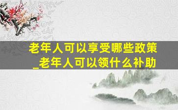 老年人可以享受哪些政策_老年人可以领什么补助