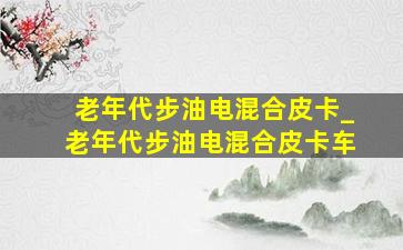 老年代步油电混合皮卡_老年代步油电混合皮卡车