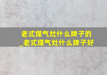 老式煤气灶什么牌子的_老式煤气灶什么牌子好