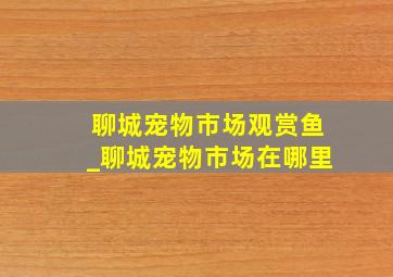 聊城宠物市场观赏鱼_聊城宠物市场在哪里