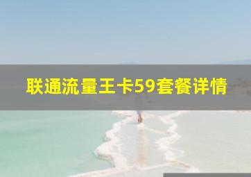 联通流量王卡59套餐详情