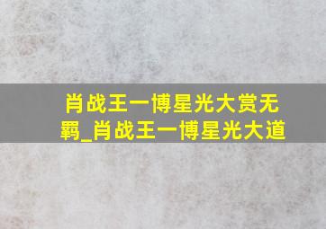 肖战王一博星光大赏无羁_肖战王一博星光大道