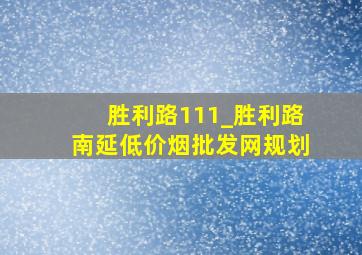 胜利路111_胜利路南延(低价烟批发网)规划