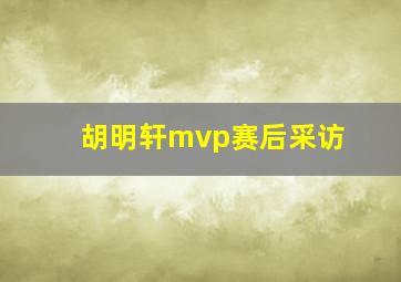 胡明轩mvp赛后采访