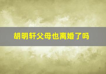 胡明轩父母也离婚了吗