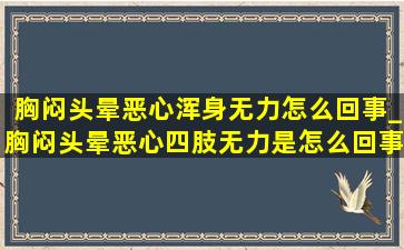 胸闷头晕恶心浑身无力怎么回事_胸闷头晕恶心四肢无力是怎么回事