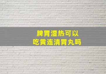 脾胃湿热可以吃黄连清胃丸吗