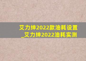 艾力绅2022款油耗设置_艾力绅2022油耗实测