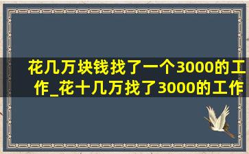 花几万块钱找了一个3000的工作_花十几万找了3000的工作