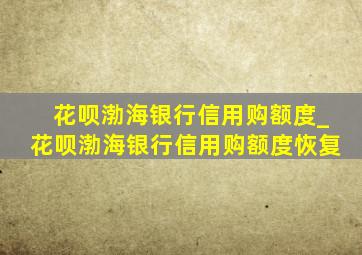 花呗渤海银行信用购额度_花呗渤海银行信用购额度恢复