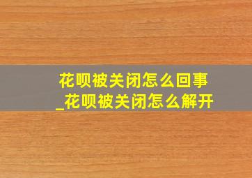 花呗被关闭怎么回事_花呗被关闭怎么解开