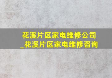 花溪片区家电维修公司_花溪片区家电维修咨询