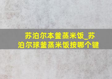 苏泊尔本釜蒸米饭_苏泊尔球釜蒸米饭按哪个键