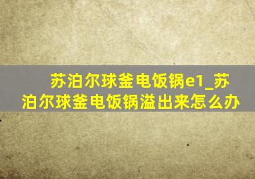 苏泊尔球釜电饭锅e1_苏泊尔球釜电饭锅溢出来怎么办