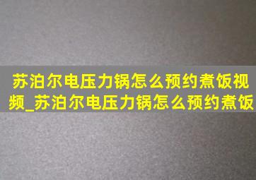 苏泊尔电压力锅怎么预约煮饭视频_苏泊尔电压力锅怎么预约煮饭