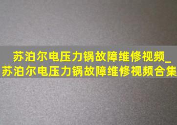 苏泊尔电压力锅故障维修视频_苏泊尔电压力锅故障维修视频合集