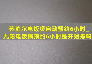 苏泊尔电饭煲自动预约6小时_九阳电饭锅预约6小时是开始煮吗