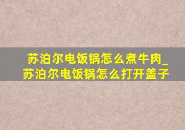 苏泊尔电饭锅怎么煮牛肉_苏泊尔电饭锅怎么打开盖子